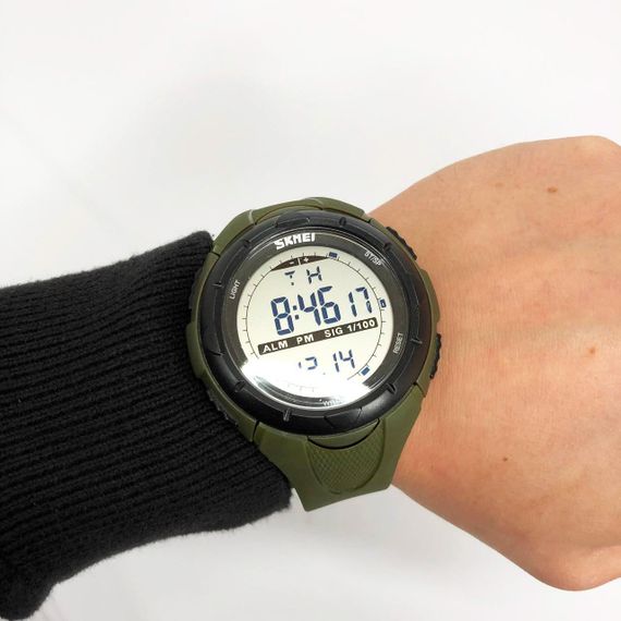 Мужские часы Skmei 1025AG ARMY GREEN, армейские часы противоударные. Цвет: зеленый | Зображення 1