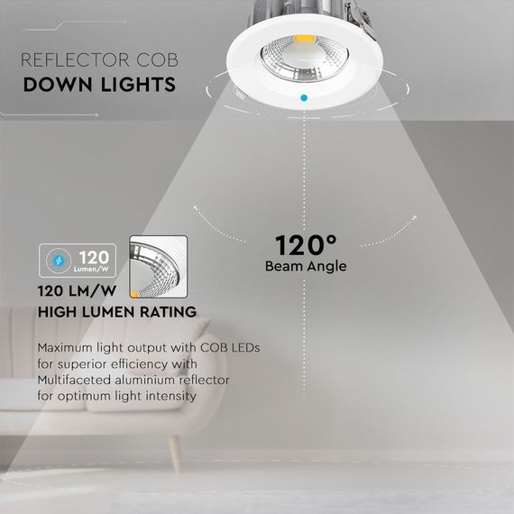 Светильник встраиваемый LED V-TAC, 10W, SKU-1272, 230V, 1200Lm, 6.4K, круглый (3800157611947) | Зображення 7