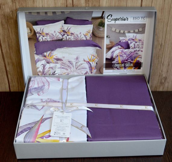 Постільна білизна First Choice 3D Satin 200×220 Palm Garden Purple | Зображення 3