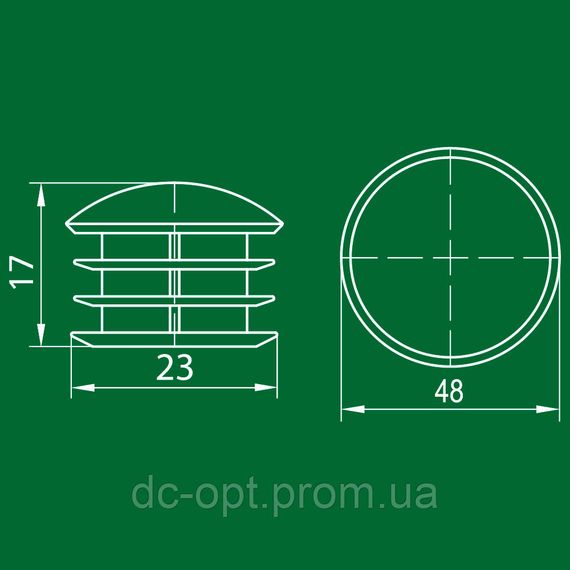 R-17/50 заглушка  для трубы d-50мм  Хром ДС | Зображення 1