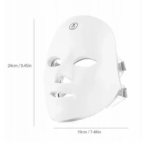 LED-маска для обличчя (7 режимів), від USB, Біла/Світодіодна маска для світлотерапії/Лед маска | Зображення 4
