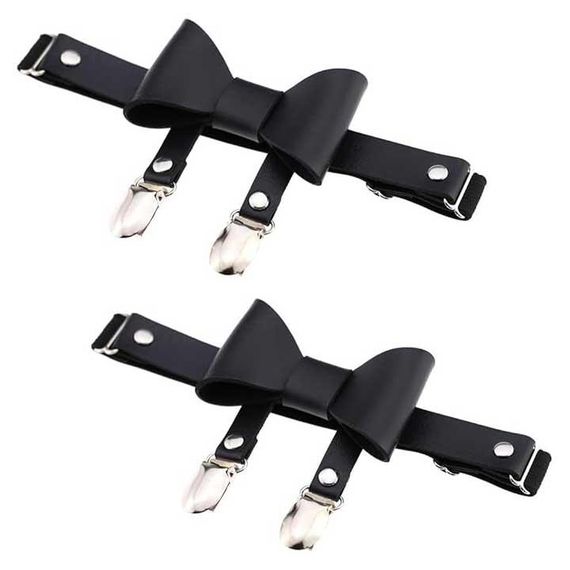 Гартер на 2 ноги с подвязками для чулок и бантиком 2 шт Черный | Зображення 5