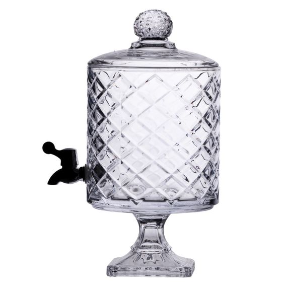 Лимонадниця зі скляним краном 39 см 4,5 л прозора на підставці HP-19-3