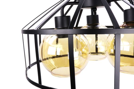 Люстра підвісна LOFT на 3 лампочки 25037 Чорний 35-95х43х43 см. | Зображення 3