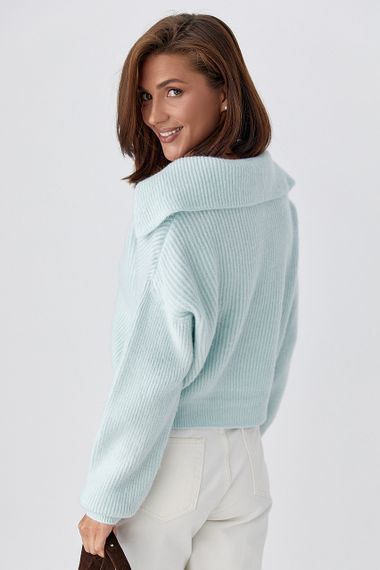 Джемпер у рубчик із відкладним коміром - блакитний цвет, ONE SIZE (є розміри) | Зображення 1