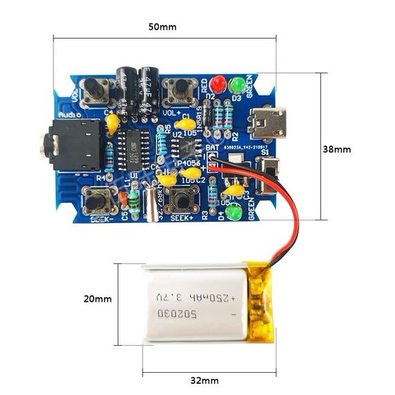 Конструктор DIY, FM-радио в корпусе 76-108MHz с аккумулятором | Зображення 2
