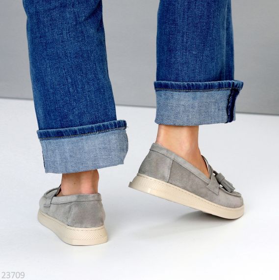 Сірі замшеві прошитие лофери натуральна замша колір на вибір | Зображення 2