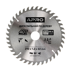 Диск пиляльний по дереву d210мм*32(30)мм 40T New APRO