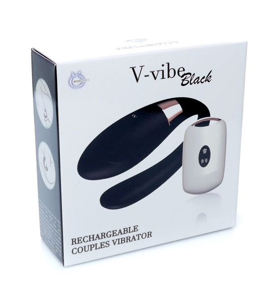 Вибромассажер для пар с пультом ДУ - Boss Series V-Vibe Black USB 7 Function, BS6200003 sexstyle | Зображення 15