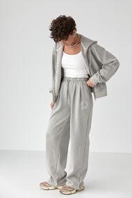 Теплий спортивний костюм у техніці тай-дай - світло-сірий цвет, ONE SIZE (є розміри)
