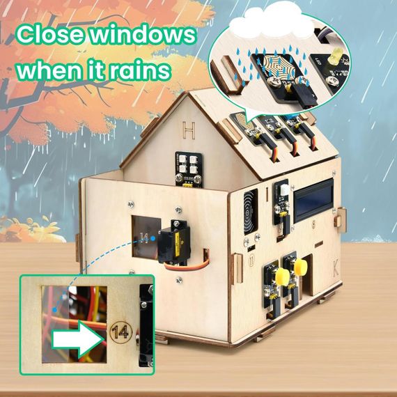 Набір KEYESTUDIO ESP32 для побудови розумного дому, STEM IoT Kit з датчиками, програмування Arduino та Python навчання електроніки | Зображення 4