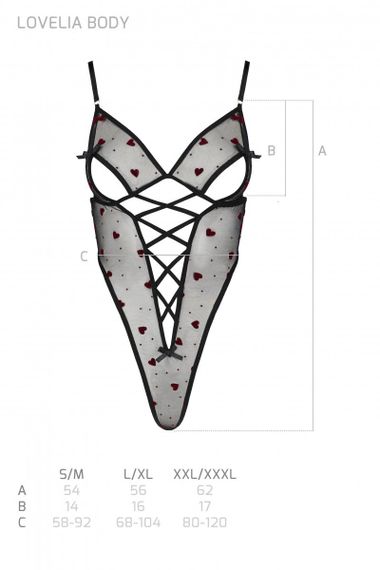 Боди полупрозрачное Passion LOVELIA BODY, Черный, S, M, S/M, Маленький размер | Зображення 6
