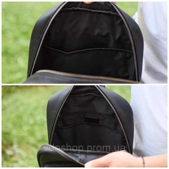 Міський чоловічий рюкзак із натуральної шкіри 40х30х18, наплічник для роботи та подорожей, чорний | Зображення 3