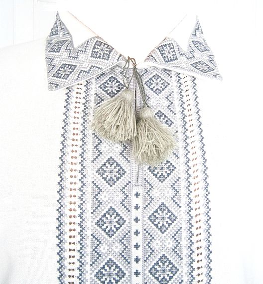 Рубашка Украинская вышиванка 607 цвет белый размер M/L | Зображення 2
