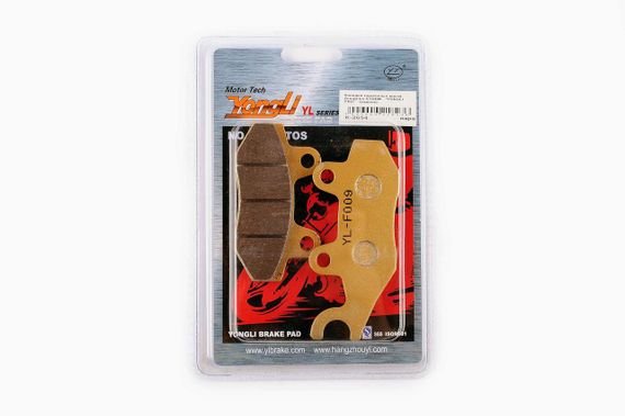 Колодки тормозные (диск)   4T GY6 50-150   (RACE/STORM, ухо в право, желтые)   YONGLI PRO