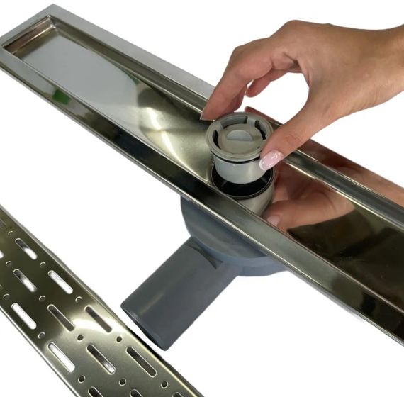 Душевой канал с горизонтальным фланцем Maxiflow VEGA LUX 360° 40 см решетка Дождь 4078.0Y050K.040.1 | Зображення 1