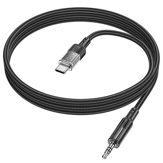 Аудіо кабель Aux Hoco UPA27 Spirit transparent (Type-C to AUX 3.5mm) (1.2m) Black | Зображення 3
