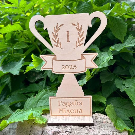 Іменний дерев’яний кубок-нагорода з гравіюванням за досягнення або активність | Зображення 4