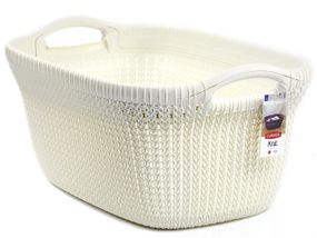 Кошик для білизни пластиковий Curver Knit 40 л 03677 кремовий, міцний і зручний