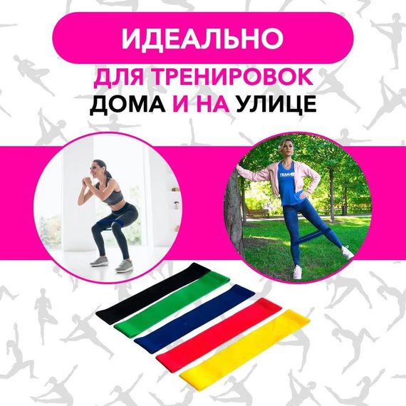 Гумовий еспандер стрічка для тренувань Fit Simplify Фітнес гумки 5 у 1 | Еластична LV-247 гумка фітнес | Зображення 5