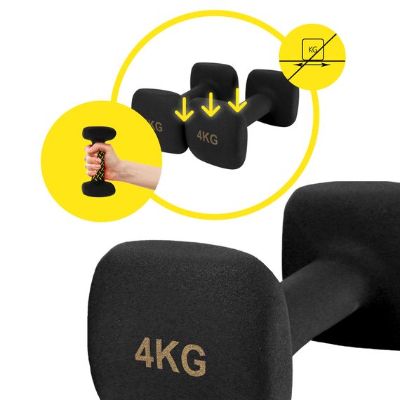 Гантелі вінілові Cornix Square 2 x 4 кг XR-0409 Black | Зображення 5