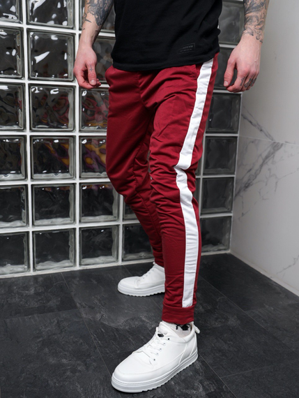 Штаны лампас весна бордо-белый XS XL, бордо-белый