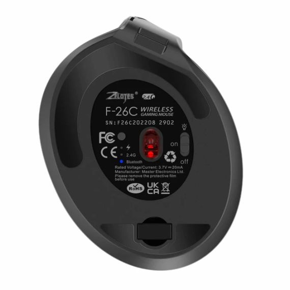 Вертикальна бездротова комп’ютерна миша Zelotes F-26C, 8 кнопок, 3200 DPI, 2 режими підключення (2,4 ГГц / Bluetooth), сіра | Зображення 1