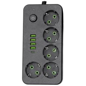 Мережевий фільтр-подовжувач 5 розеток 4xUSB-A 1xUSB-C 3м чорний HP-5-50