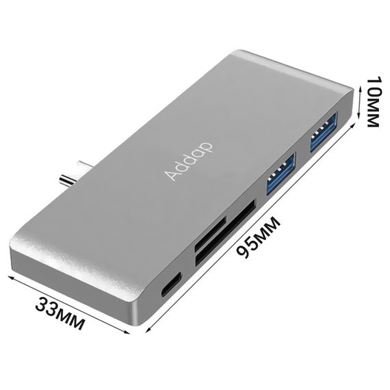 Мультифункциональный USB Type-C хаб Addap MH-07 | концентратор для ноутбука 5в1: USB 3,0 + SD + MicroSD + Type-C | Зображення 4