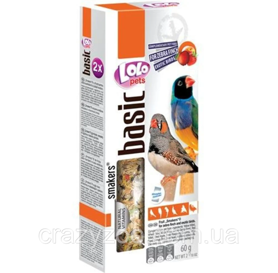 Ласощі для амадин і екзотичних птахів Lolo Pets Smakers з фруктами 90 г LO-72307