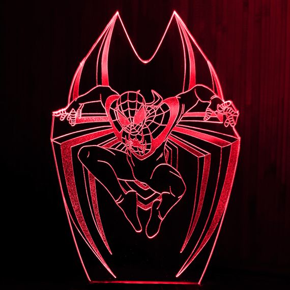 Акриловый светильник-ночник Человек-Паук 2 (Spider-Man) красный tty-n001068
