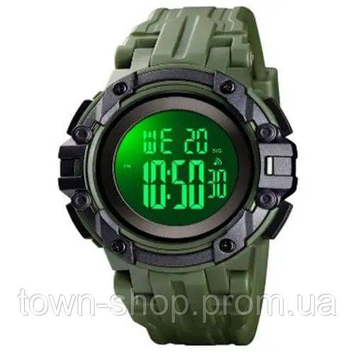 Часы наручные мужские SKMEI 1545AG ARMY GREEN, армейские часы противоударные. Цвет: зеленый | Зображення 1