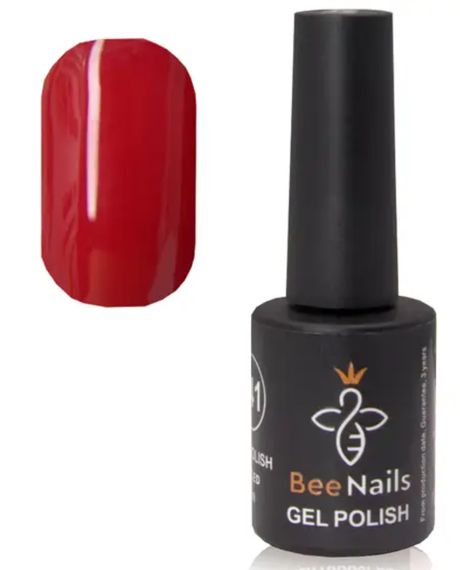 Гель-лак для ногтей Bee Nails 152 (насыщенный красный) 8мл | Зображення 1