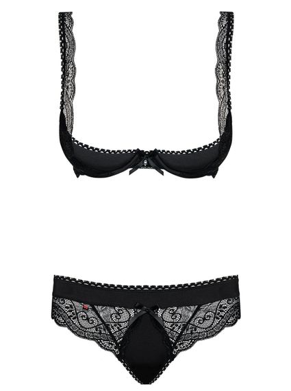 Комплект Obsessive MIAMOR SET S/M з відкритими грудьми, чорний Sex Aura | Зображення 4