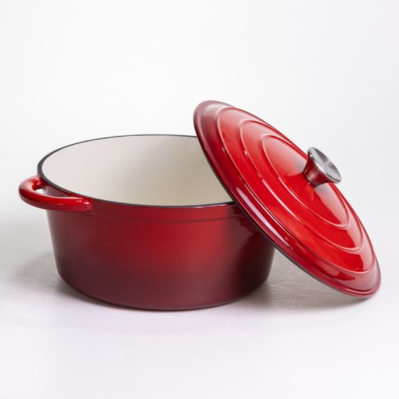 Каструля чавунна емальована 6,5 л, червоний Yiwu HP-FLG-3 RED | Зображення 2