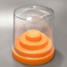 Оранжевая подставка-подиум для фрез (на 48шт) с прозрачной крышкой
