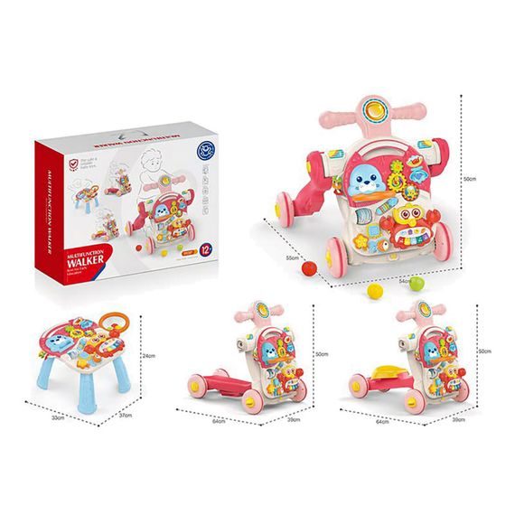 Детские ходунки-каталка "Первые шаги 4 в 1" HUANGER HE0827(Pink) музыкальные | Зображення 3