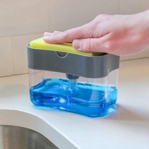 Органайзер для мочалок з мильницею та дозатором натискна Soap Pump Sponge Caddy | Зображення 4