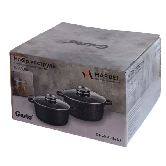 Набор кастрюль Gusto MARBLE GT-2404-28/30 4 предмета черный | Зображення 1