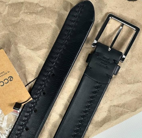 Чоловічий шкіряний ремінь ЕССО 100 см, колір чорний | Зображення 1