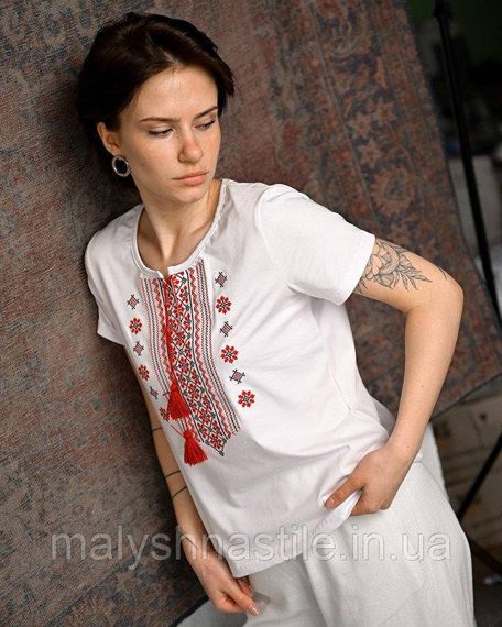 Женская футболка Вышиванка white/red ПП7433 | Зображення 5