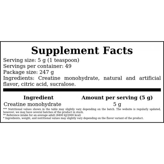 Креатин Optimum Nutrition Creatine Micronised 247g (Blue raspberry) | Зображення 1