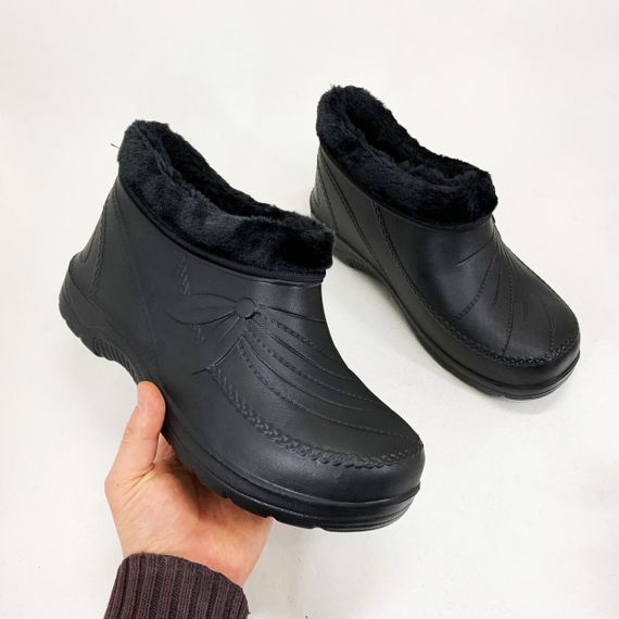 Калоші утеплені чорного кольору 37р 22см, Утеплені валянки жіночі, Вовняні валянки жіночі OH-78 | Зображення 1