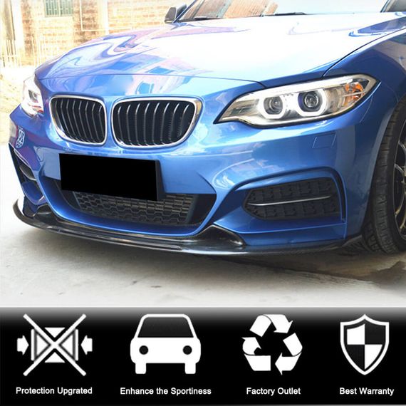 Накладка на передній бампер V1 (для F22/F23 M-Sport, Карбон) для BMW 2 серія F22/23 2014-2021 рр | Зображення 1