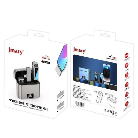 Петличний бездротовий мікрофон Jmary MW-15 Dual-mic Type-C Black | Зображення 5