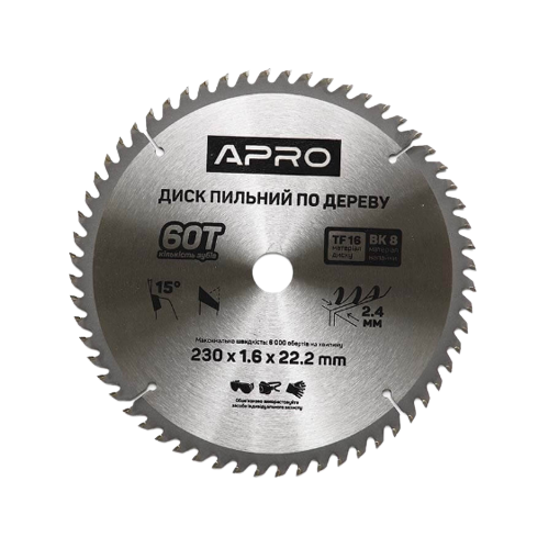 Диск пиляльний для дерева d230 мм*22,23 мм 60T APRO