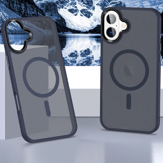 TPU+PC чохол Metal Buttons with MagSafe Colorful для Apple iPhone 16 (6.1") Синій / Navy Blue | Зображення 1