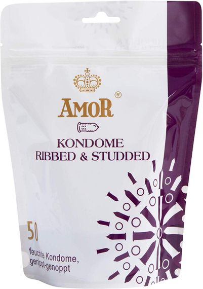 Презервативи - Amor Ribbed & Studded, 50 шт. Sex Aura | Зображення 2