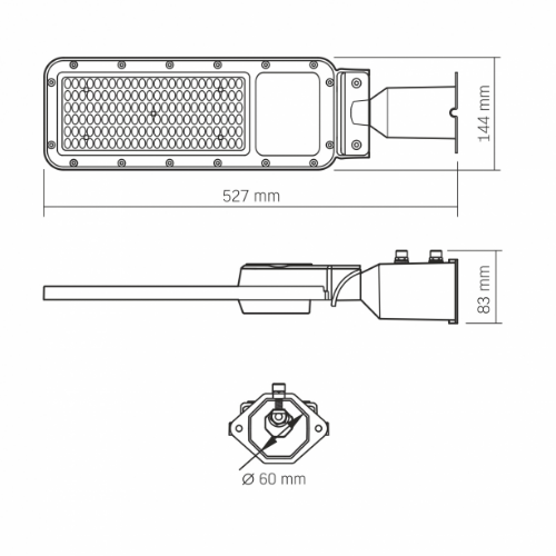 LED Ліхтар вуличний IP65 100W 11000Lm 5000К 220V SLE17 Videx | Зображення 1
