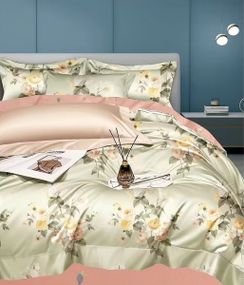 Комплект постільної білизни Soho Євро Elle 200х230 см Bouquet Olive